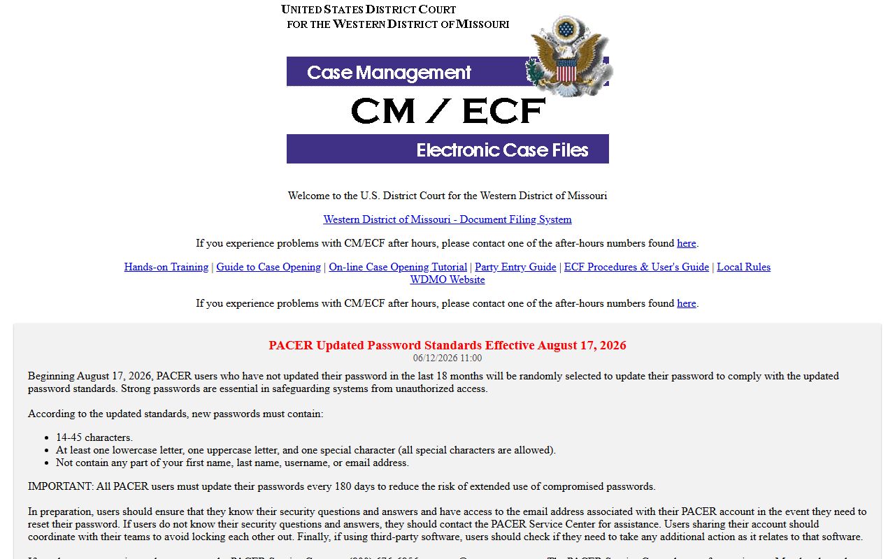 Bates County Circuit Court Western District CM ECF system