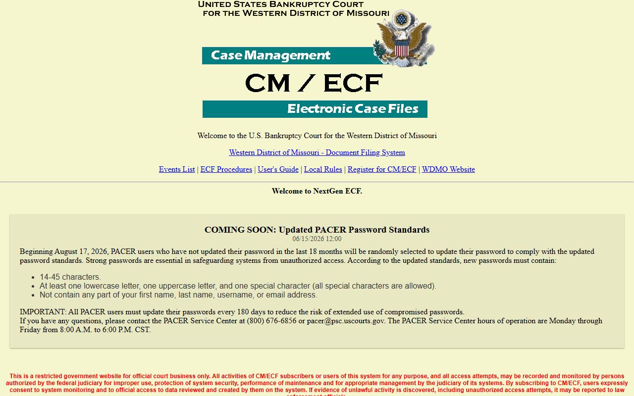 Bates County Circuit Court Western District Bankruptcy CM ECF system