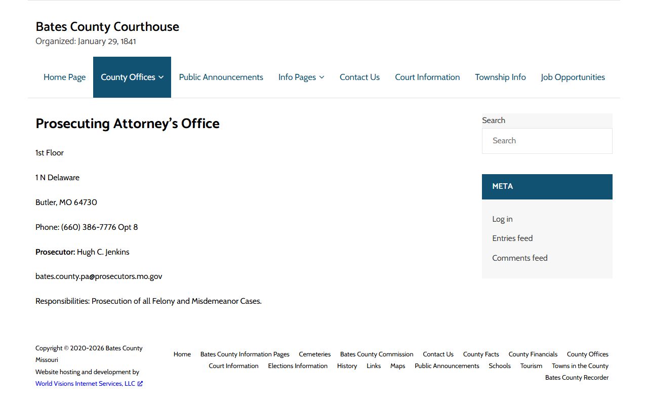 Bates County Circuit Clerk prosecutor office court responsibility context
