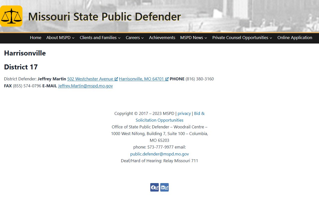 Bates County arrest records and Harrisonville public defender office