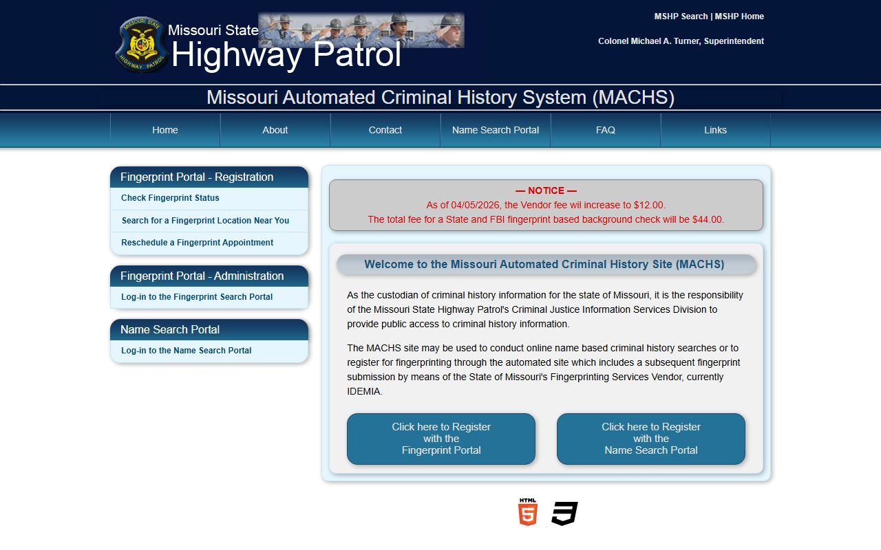 Missouri Automated Criminal History Site for Bates County criminal history searches