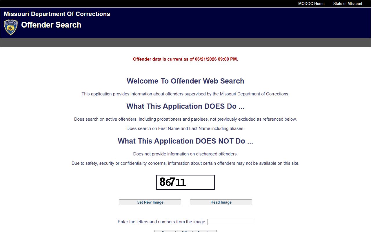 Missouri Department of Corrections offender search for Bates County criminal record context