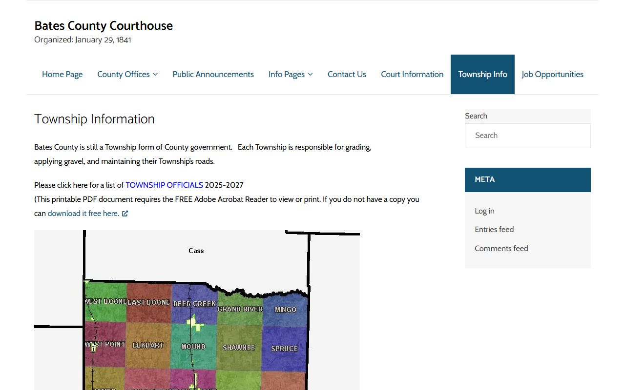 Bates County court records township and local government information